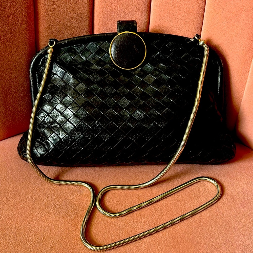 Bottega Veneta Crossbody Lambskin Woven ITLLeather Vintage Rare*make me an offer